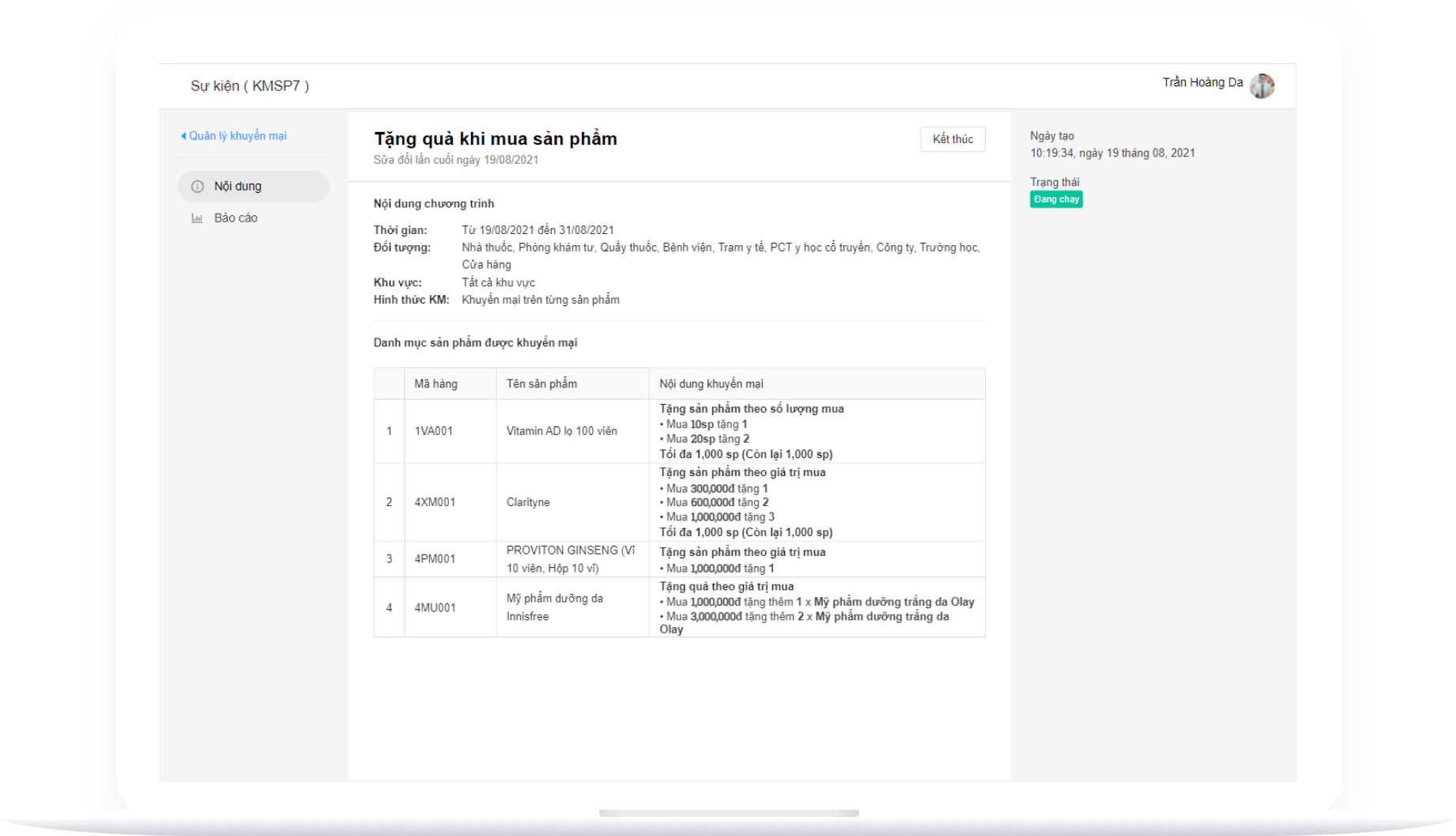 Nội dung tóm tắt chương trình khuyến mãi trong phần mềm quản lý phân phối